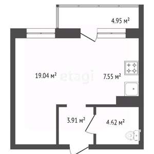 1-к квартира, вторичка, 37м2, 7/15 этаж
