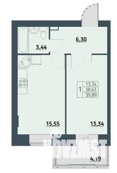 1-к квартира, строящийся дом, 40м2, 2/9 этаж