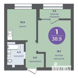 1-к квартира, вторичка, 35м2, 3/17 этаж