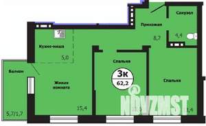 3-к квартира, вторичка, 62м2, 17/19 этаж