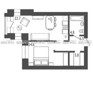 2-к квартира, вторичка, 53м2, 6/17 этаж