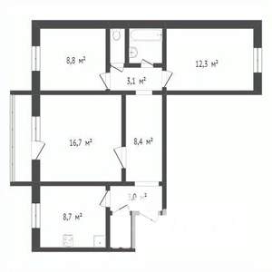 3-к квартира, вторичка, 66м2, 5/10 этаж