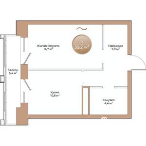 1-к квартира, строящийся дом, 39м2, 10/24 этаж