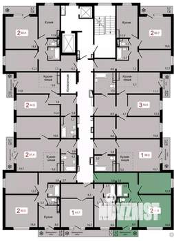 2-к квартира, строящийся дом, 55м2, 8/17 этаж