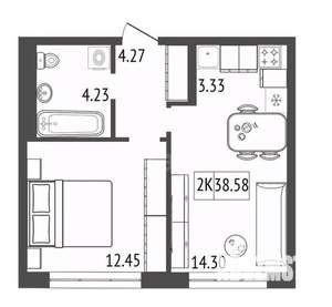 2-к квартира, вторичка, 39м2, 11/17 этаж