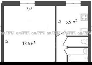 1-к квартира, вторичка, 33м2, 2/5 этаж