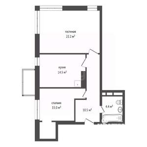 2-к квартира, вторичка, 66м2, 10/26 этаж