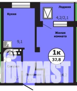 1-к квартира, строящийся дом, 33м2, 3/19 этаж