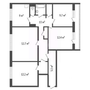 4-к квартира, вторичка, 80м2, 6/16 этаж