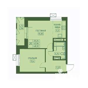 2-к квартира, вторичка, 48м2, 13/23 этаж