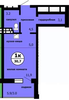 Студия квартира, строящийся дом, 31м2, 8/9 этаж