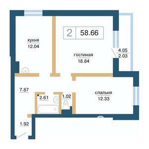 2-к квартира, строящийся дом, 59м2, 10/17 этаж