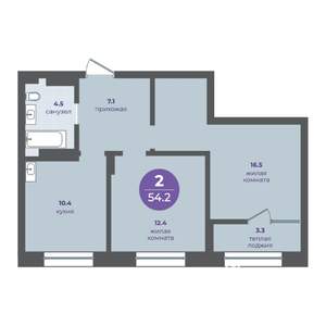 2-к квартира, вторичка, 51м2, 6/15 этаж