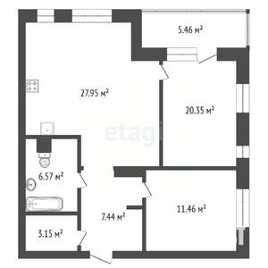 3-к квартира, вторичка, 77м2, 4/20 этаж