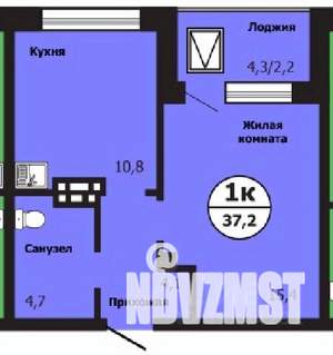 1-к квартира, строящийся дом, 37м2, 13/19 этаж