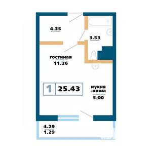 1-к квартира, вторичка, 25м2, 6/17 этаж