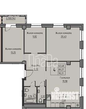 4-к квартира, вторичка, 90м2, 10/14 этаж