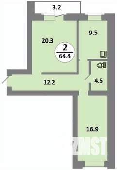 2-к квартира, строящийся дом, 63м2, 13/14 этаж