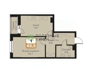 1-к квартира, вторичка, 43м2, 20/23 этаж