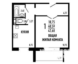 1-к квартира, вторичка, 45м2, 2/17 этаж
