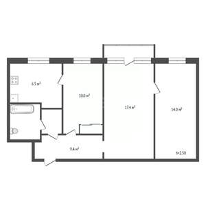 3-к квартира, вторичка, 57м2, 5/5 этаж