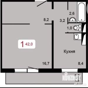 1-к квартира, вторичка, 42м2, 16/17 этаж
