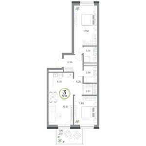 3-к квартира, вторичка, 75м2, 2/8 этаж