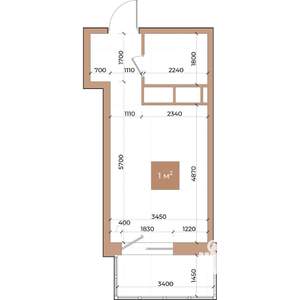 1-к квартира, строящийся дом, 26м2, 2/24 этаж