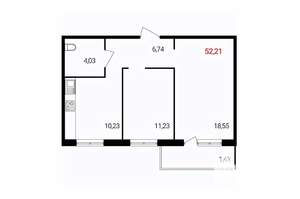 2-к квартира, вторичка, 52м2, 12/18 этаж