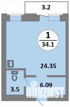 1-к квартира, строящийся дом, 34м2, 8/14 этаж