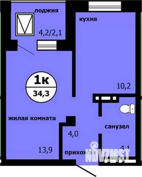 1-к квартира, сданный дом, 34м2, 5/19 этаж