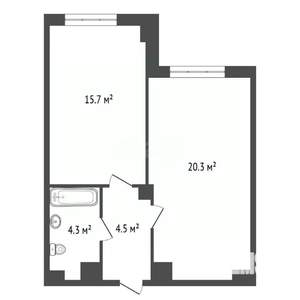 2-к квартира, вторичка, 45м2, 14/25 этаж