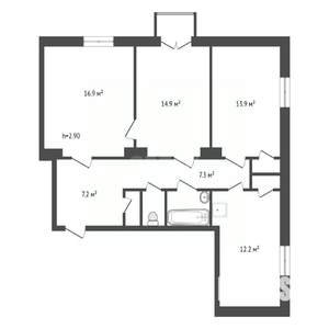 3-к квартира, вторичка, 79м2, 3/5 этаж