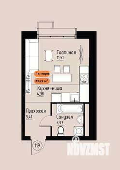 1-к квартира, вторичка, 23м2, 15/17 этаж