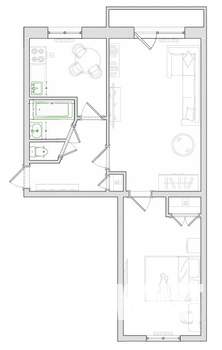 2-к квартира, вторичка, 46м2, 2/5 этаж
