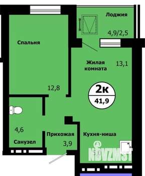 2-к квартира, вторичка, 41м2, 4/19 этаж