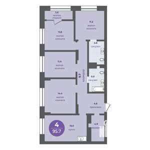 4-к квартира, вторичка, 92м2, 3/25 этаж