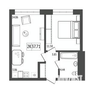 2-к квартира, вторичка, 38м2, 15/17 этаж
