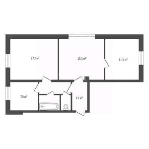 3-к квартира, вторичка, 63м2, 1/3 этаж