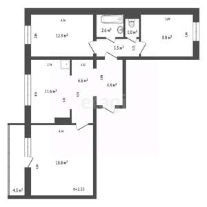 3-к квартира, вторичка, 70м2, 2/16 этаж