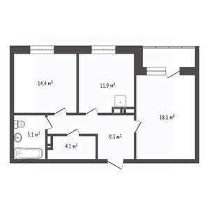 2-к квартира, вторичка, 63м2, 3/9 этаж