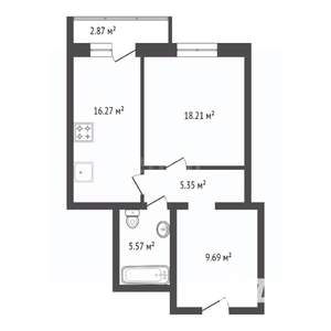 1-к квартира, вторичка, 57м2, 9/18 этаж