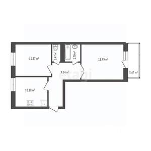 2-к квартира, вторичка, 56м2, 9/10 этаж