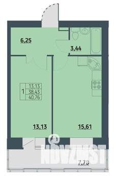 1-к квартира, строящийся дом, 41м2, 8/9 этаж