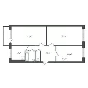 3-к квартира, вторичка, 63м2, 3/5 этаж
