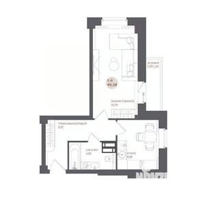 1-к квартира, вторичка, 40м2, 6/17 этаж