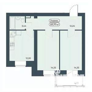 2-к квартира, строящийся дом, 58м2, 5/9 этаж