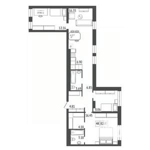 4-к квартира, строящийся дом, 83м2, 14/17 этаж