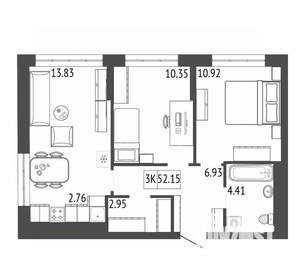 3-к квартира, вторичка, 52м2, 16/17 этаж