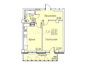 1-к квартира, вторичка, 50м2, 2/16 этаж